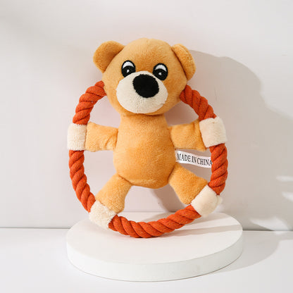 Cotton Rope Frisbee Dog Toy with Squeaker