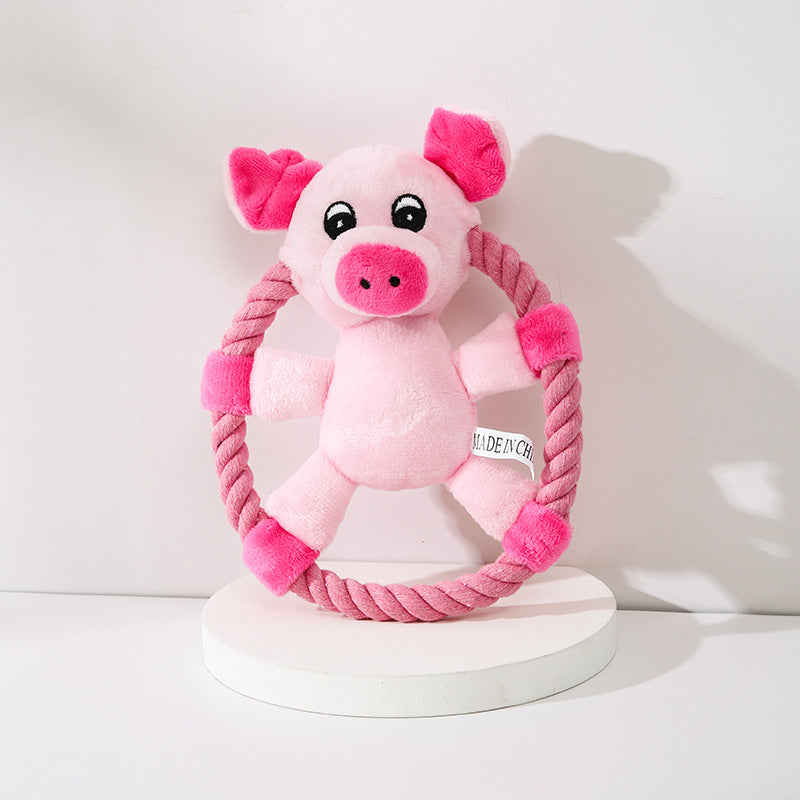 Cotton Rope Frisbee Dog Toy with Squeaker