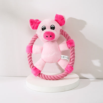 Cotton Rope Frisbee Dog Toy with Squeaker