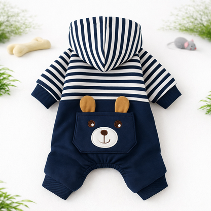 Striped Dog Hoodie Winter Outfit